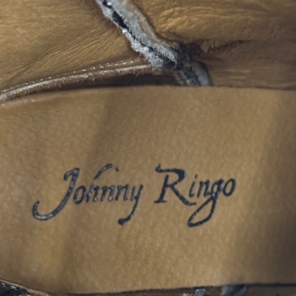 Johnny Ringo Black Crackle and Silver Crosses Heeled Boots - Picture 11 of 15